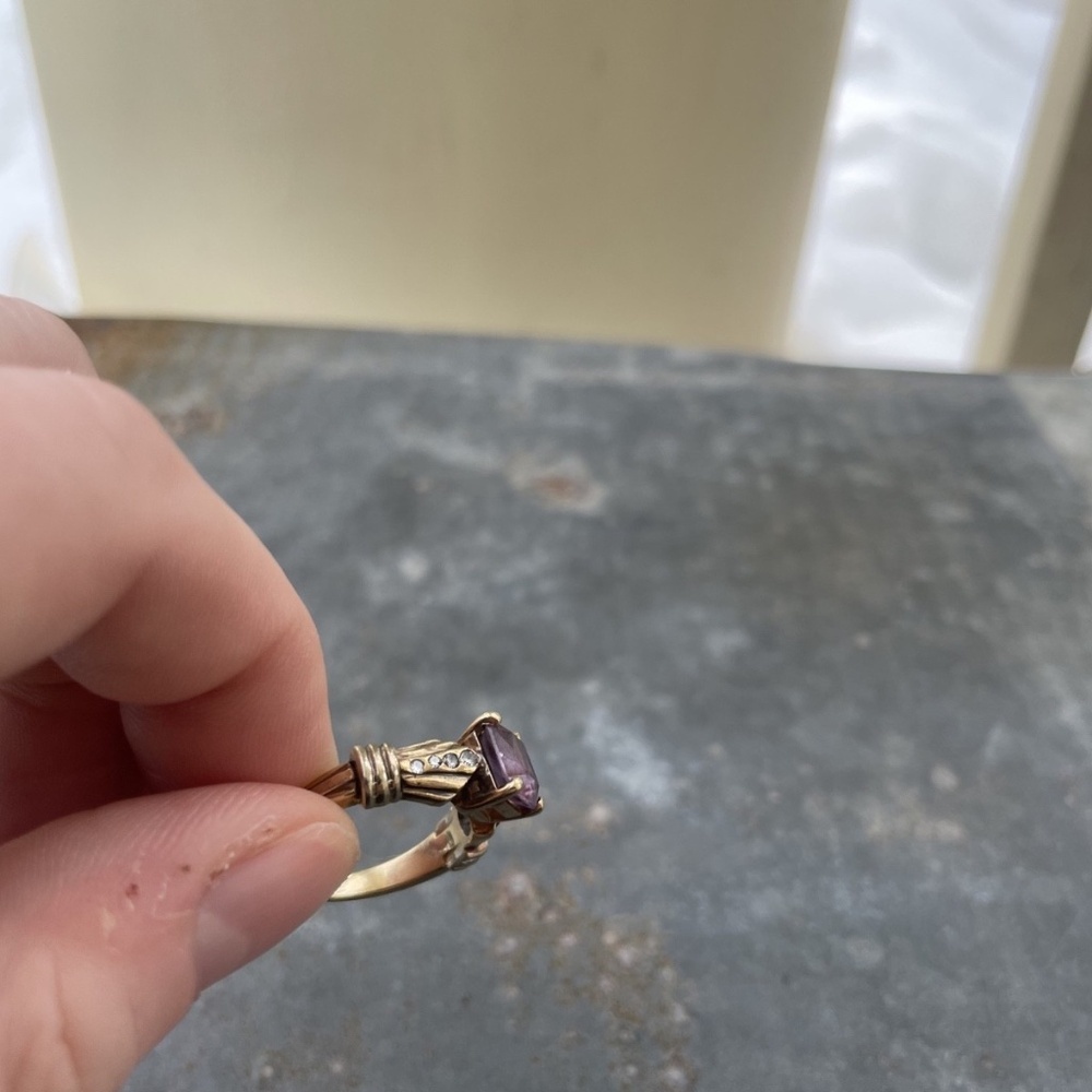 Vintage 14k Gold Amethyst Ring with diamond accents 5.69g Size 6.5 - Picture 13 of 13